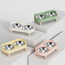 A Colorful Dopamine Pet Double Bowl Fashion Feeding Large Capacity Stainless Steel Dog Bowl Drinking Water Neck Cat Double Bowl