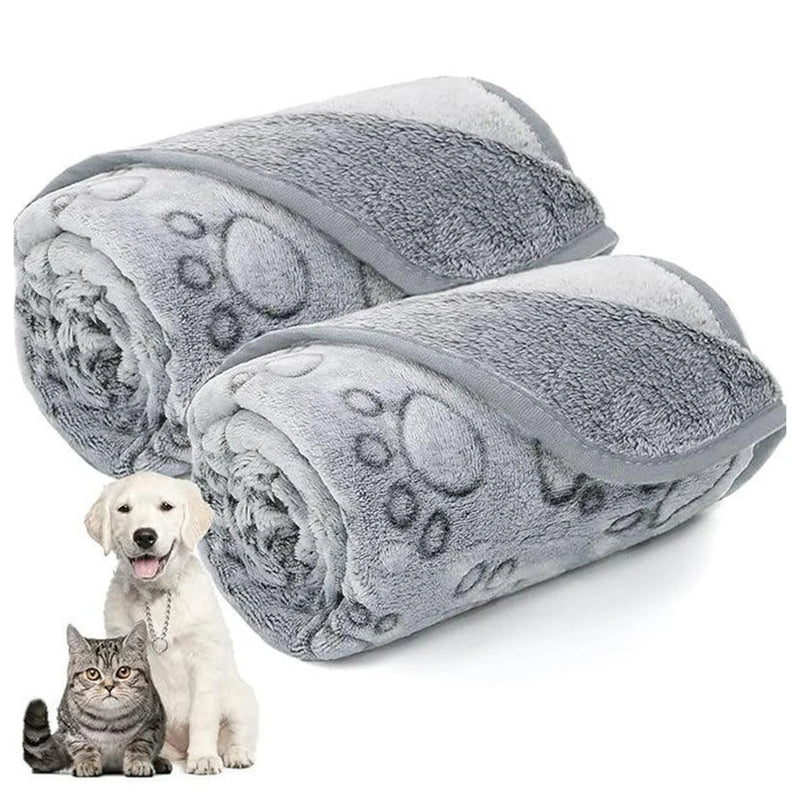 Soft Dog Blanket Washable, Cat Blanket for Indoor Cats Large Medium Small Dog Gifts Puppy Essentials (Grey) Bed