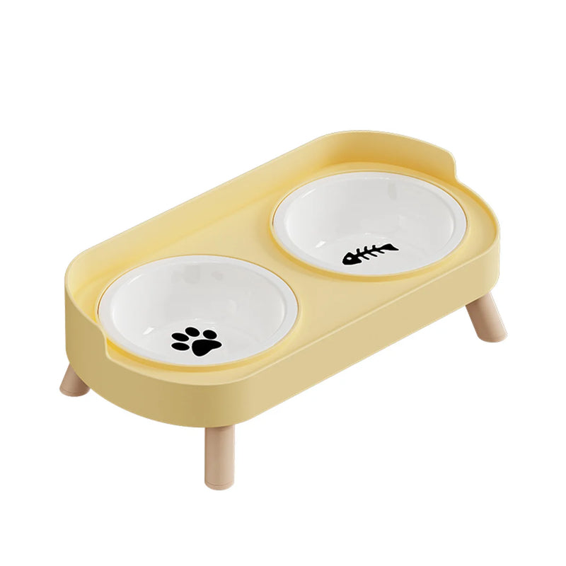 A Colorful Dopamine Pet Double Bowl Fashion Feeding Large Capacity Stainless Steel Dog Bowl Drinking Water Neck Cat Double Bowl