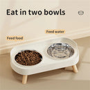 A Colorful Dopamine Pet Double Bowl Fashion Feeding Large Capacity Stainless Steel Dog Bowl Drinking Water Neck Cat Double Bowl
